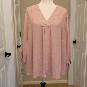 Collective Concepts Woodford tie sleeve blouse, Light Pink/Salmon color, 2x